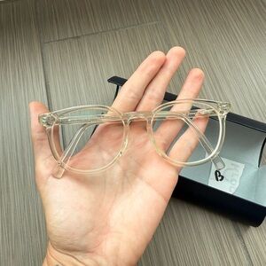 Warby Parker Carlton Clear Acrylic Round Eyeglasses Frames Unisex Yellowing